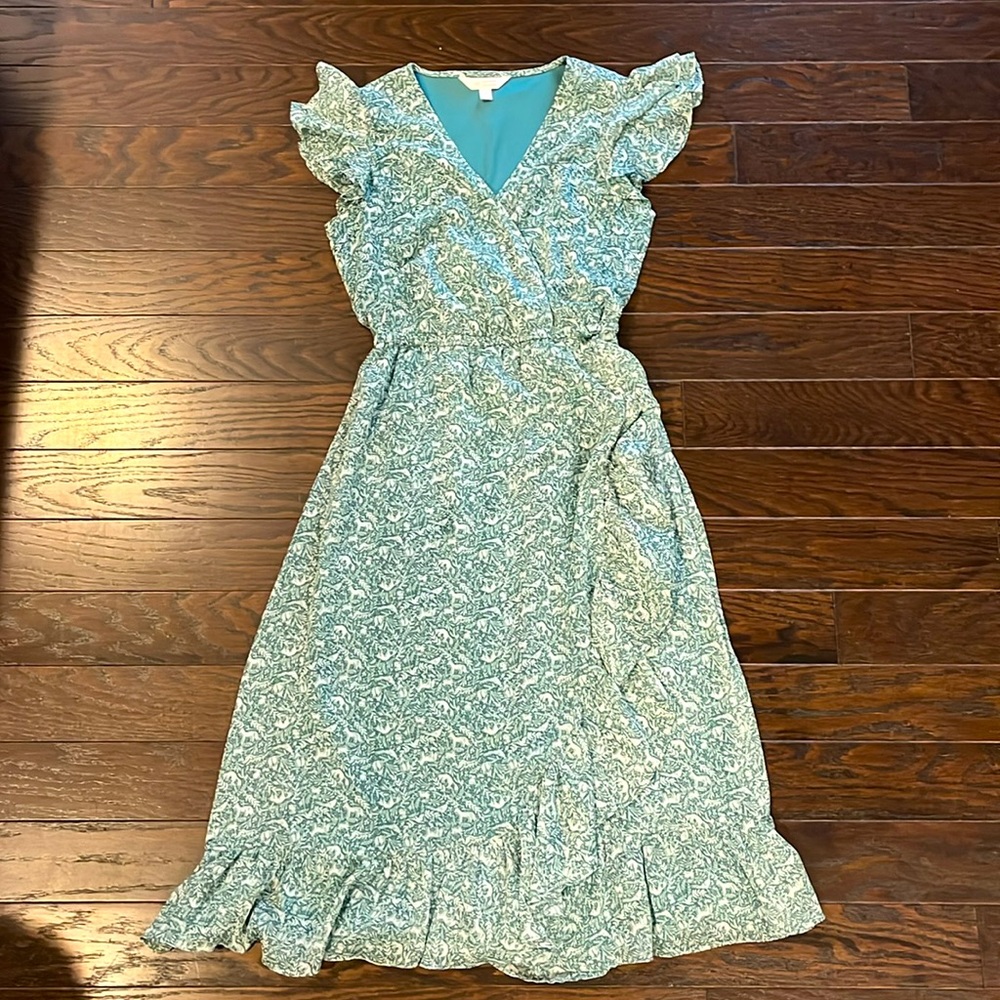 Lauren Conrad. XS green and white dress